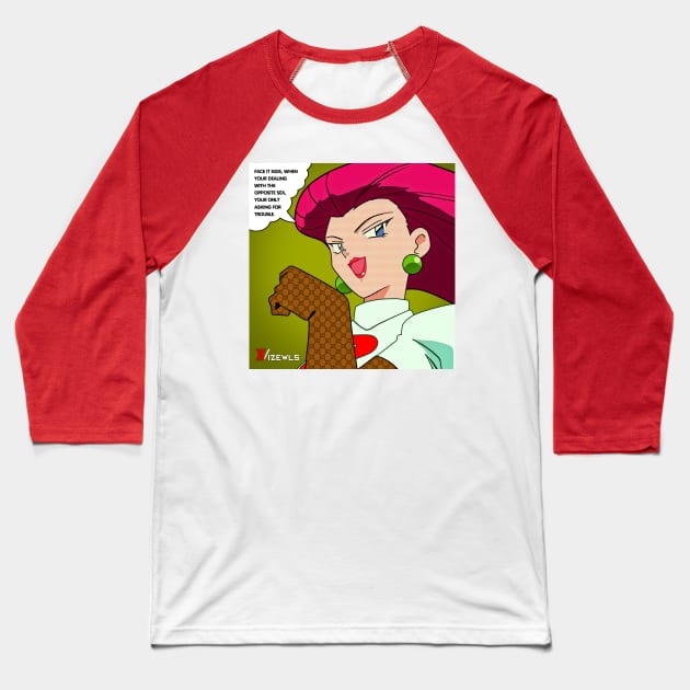 Jessie - Team Rocket Pop Art Baseball T-Shirt by Vizewls